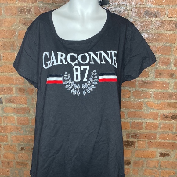 City Chic black t shirt plus size Tee ooh la la size large 20 NWT - Picture 3 of 5